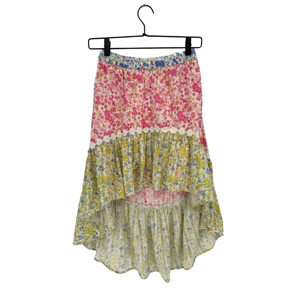 LoveShackFancy Girls 12Y Multicolor Floral High-Low Skirt‎